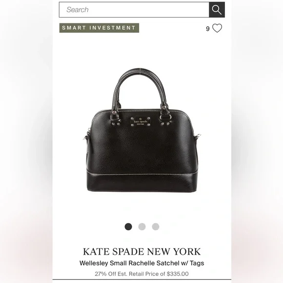 KATE SPADE NEW YORK Wellesley Leather Satchel Purse Crossbody/Black~Orig.$335! - Picture 4 of 17